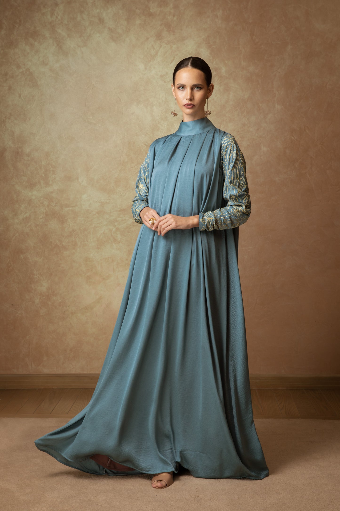 Embroidered Sleeve Dress - Anmar Couture