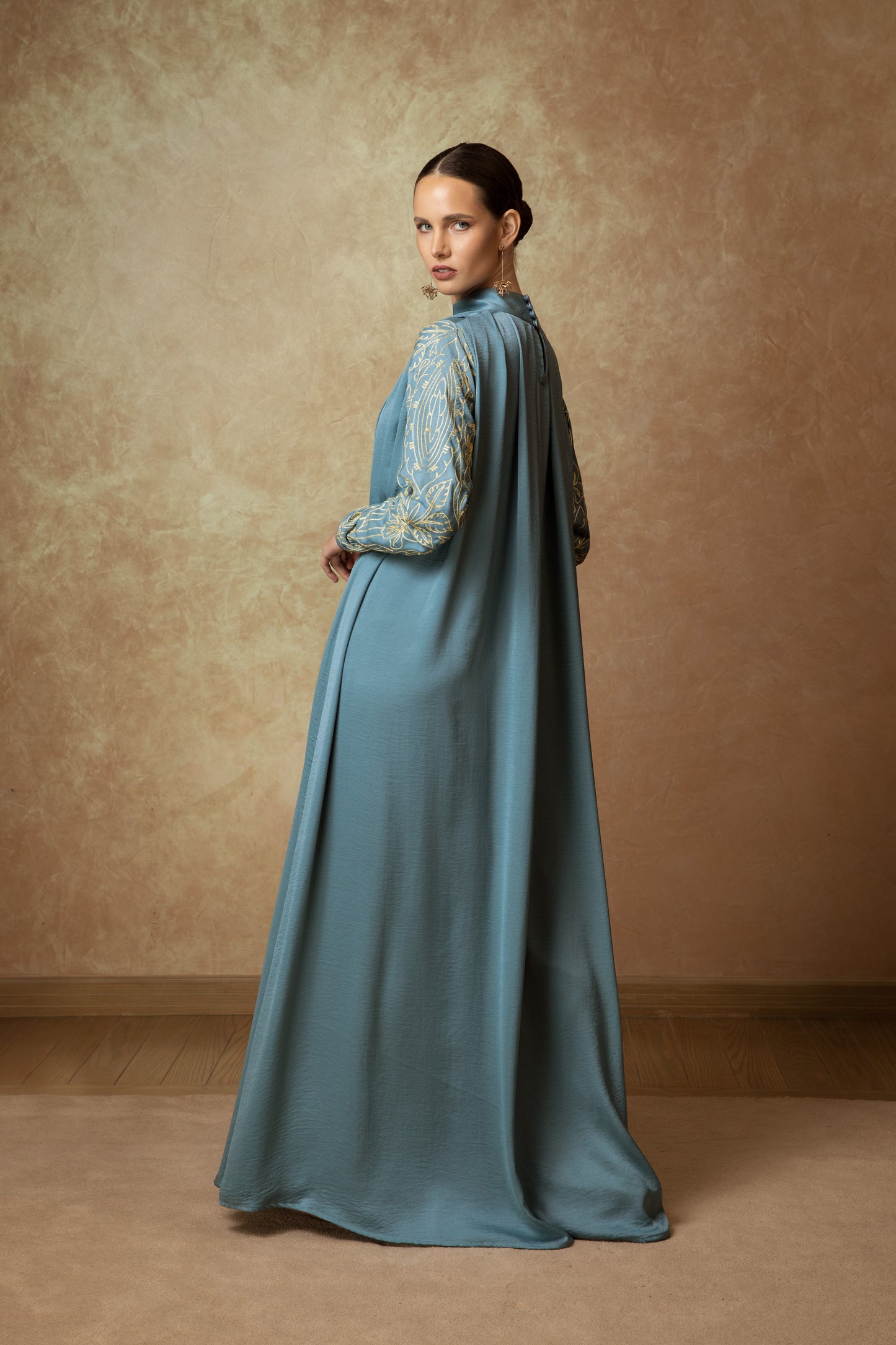 Embroidered Sleeve Dress - Anmar Couture