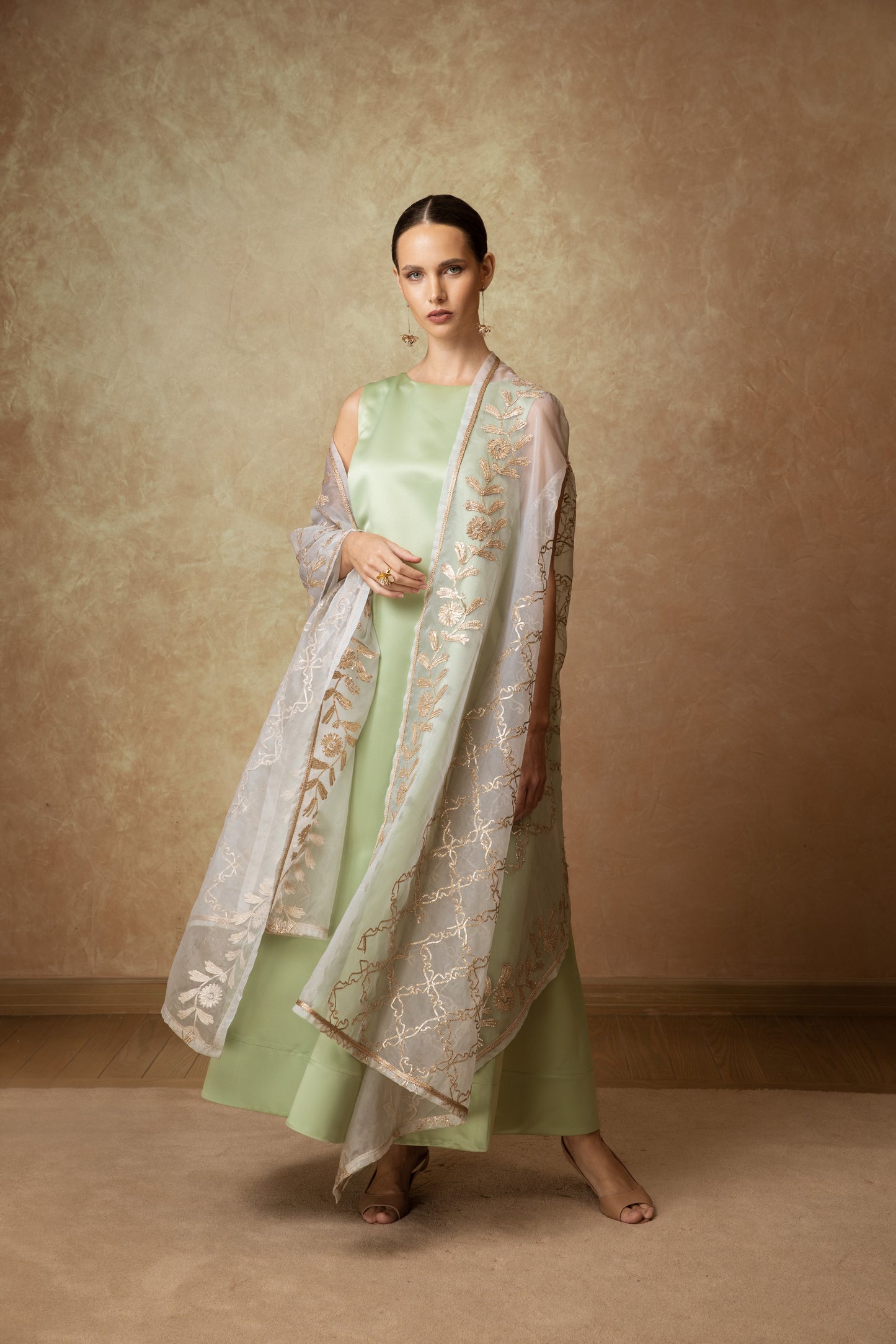 Sea Green Vest Dress - Anmar Couture