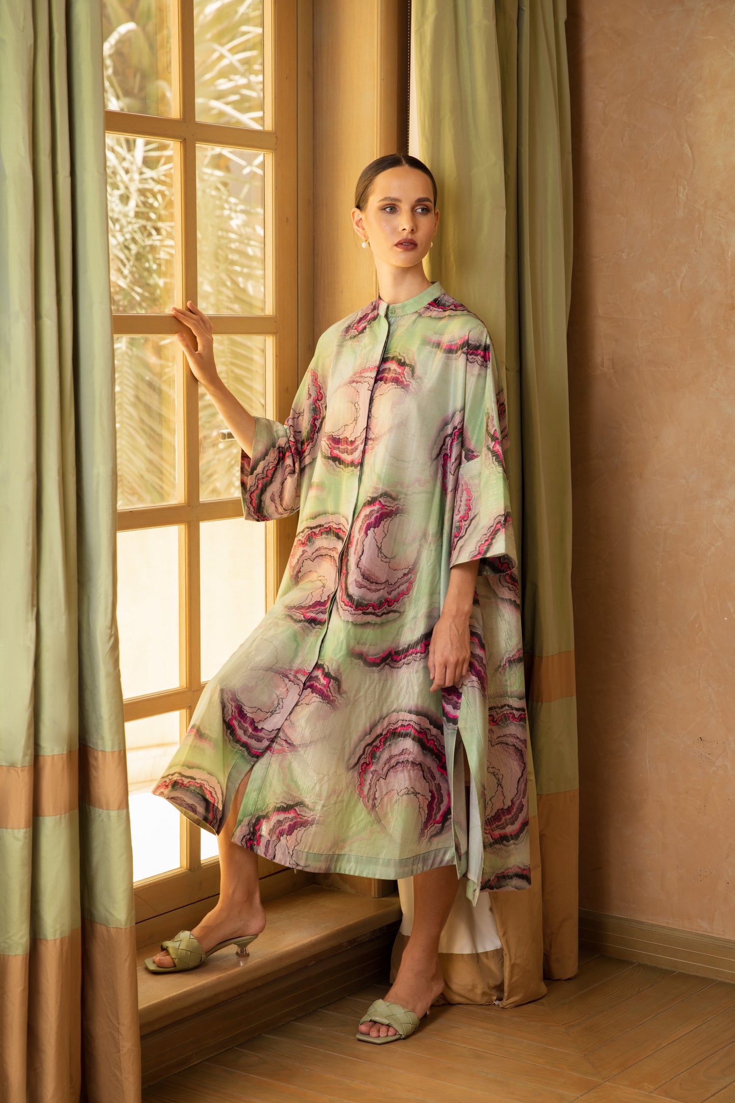 Midi Digital Print Shirt Dress - Anmar Couture