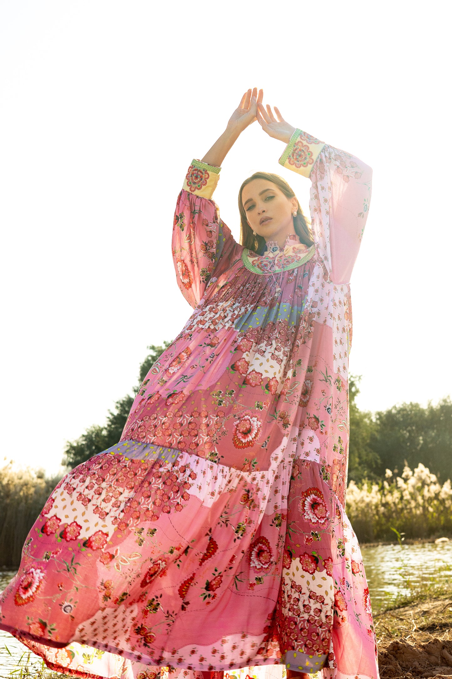 Floral Patch Print Jalabiya