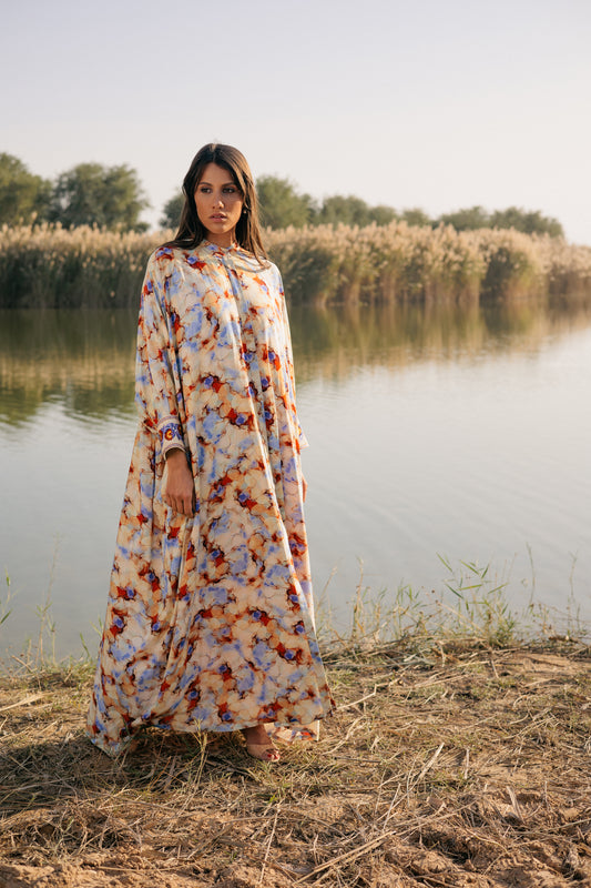 جلابية فضفاضة بطباعة رقمية