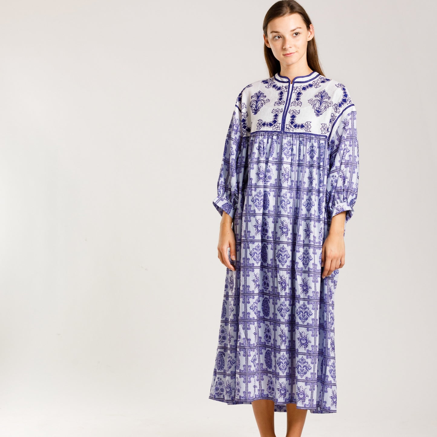 Blue Ceramic Print cotton - Anmar Couture