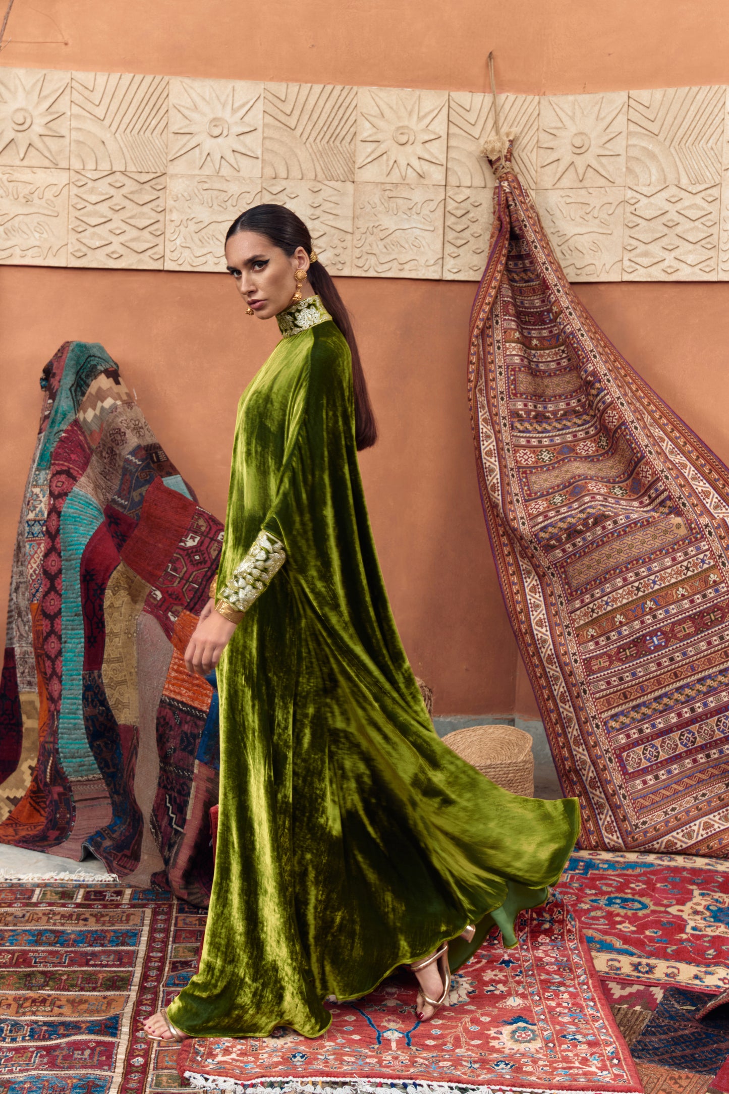 Empress Olive Velvet Gown