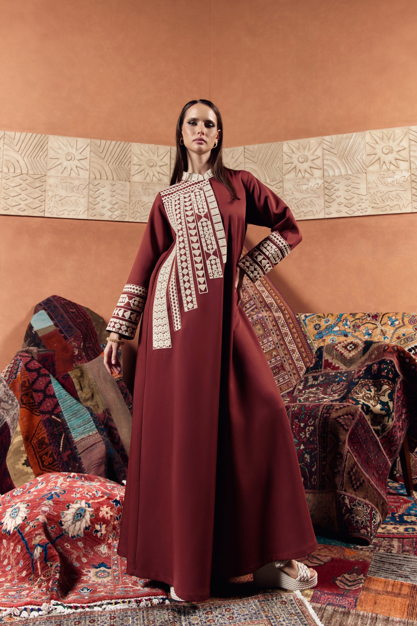 Desert Geometric Embroidered Jalabiya