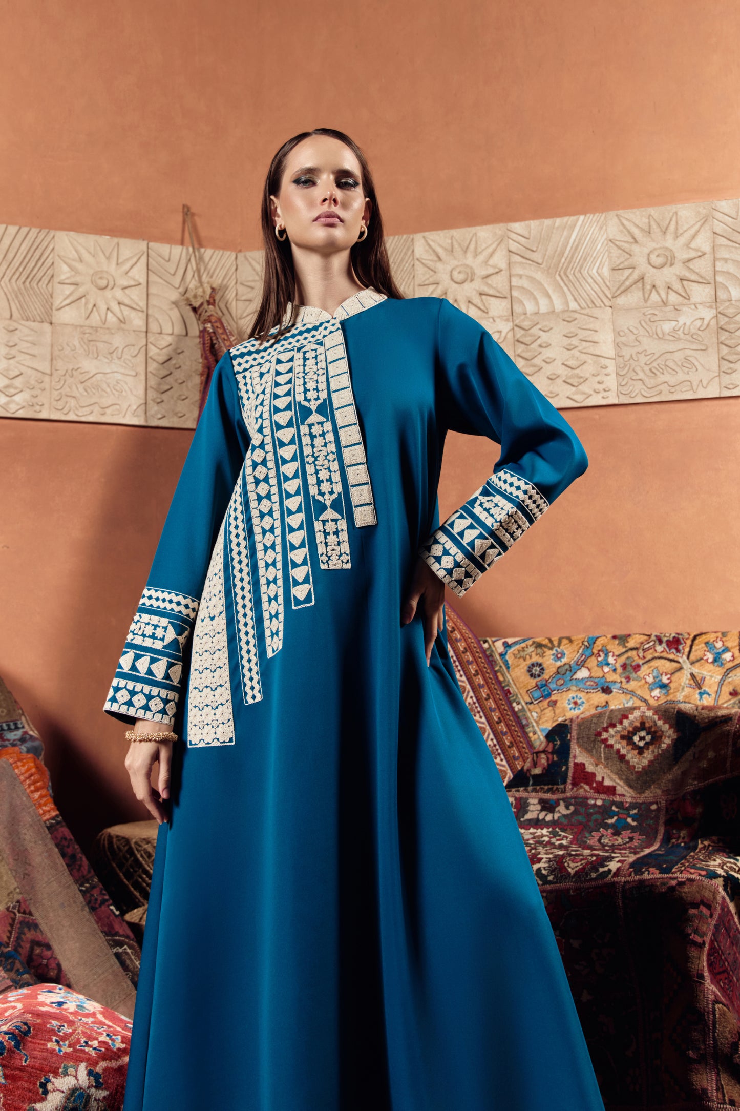 Desert Geometric Embroidered Jalabiya