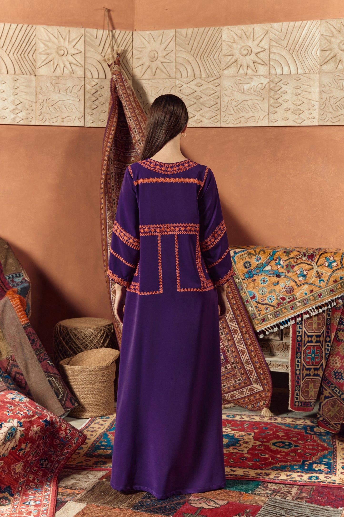 Traditional Geometric Embroidered Jalabiya