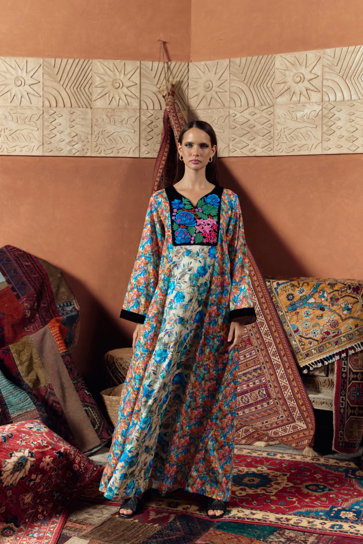 Rain Blossom Embroidered Jalabiya