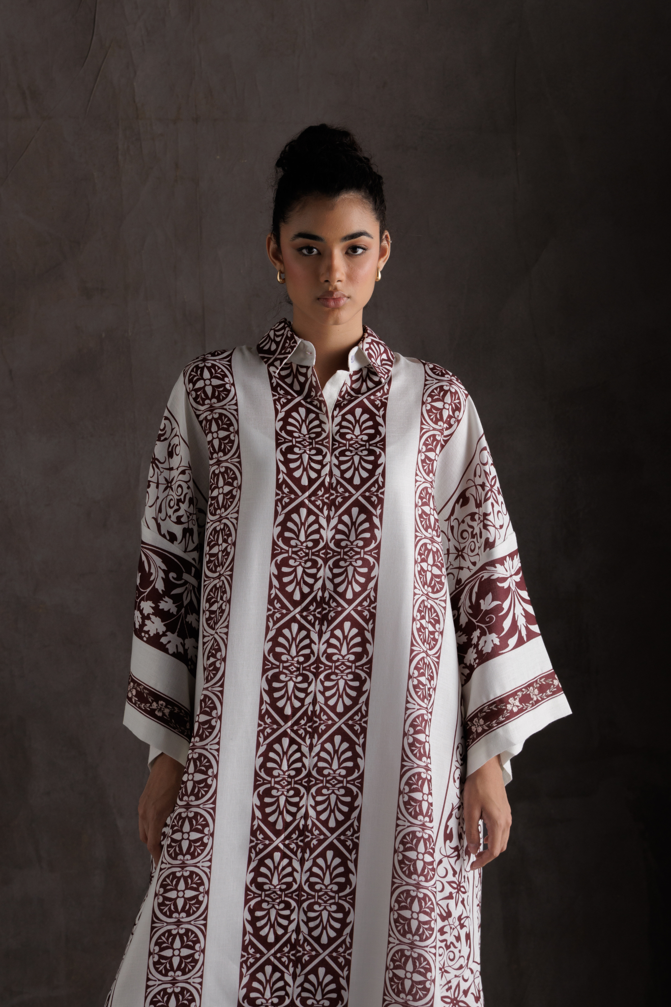 Geometric Rose Kaftan - Maroon