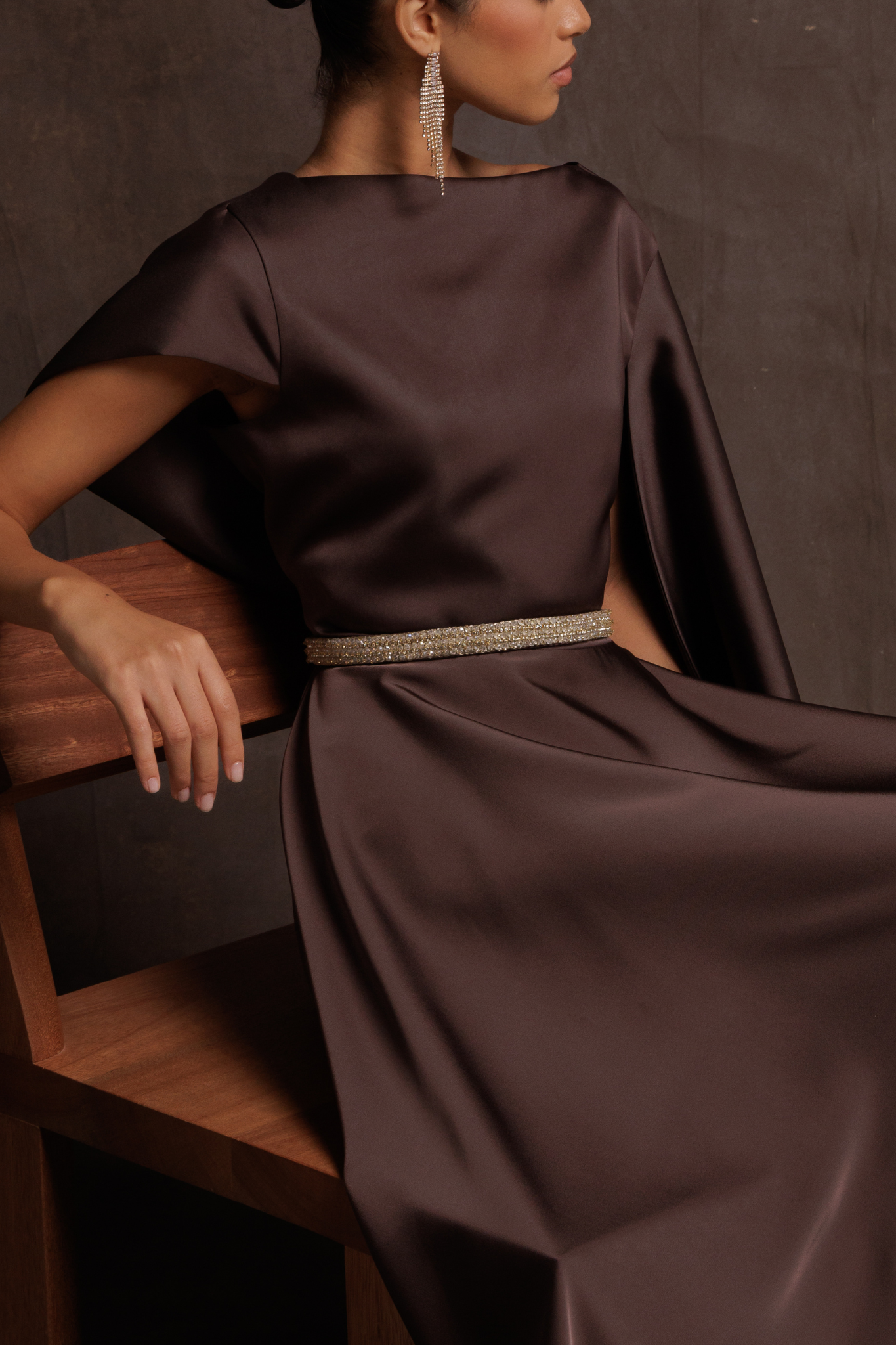 Brown Midnight Draped Dress