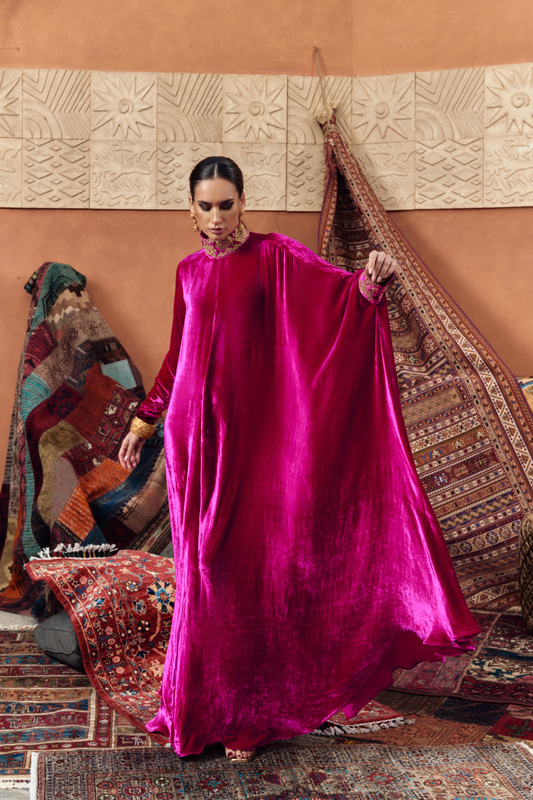 Empress Fuchsia Velvet Gown