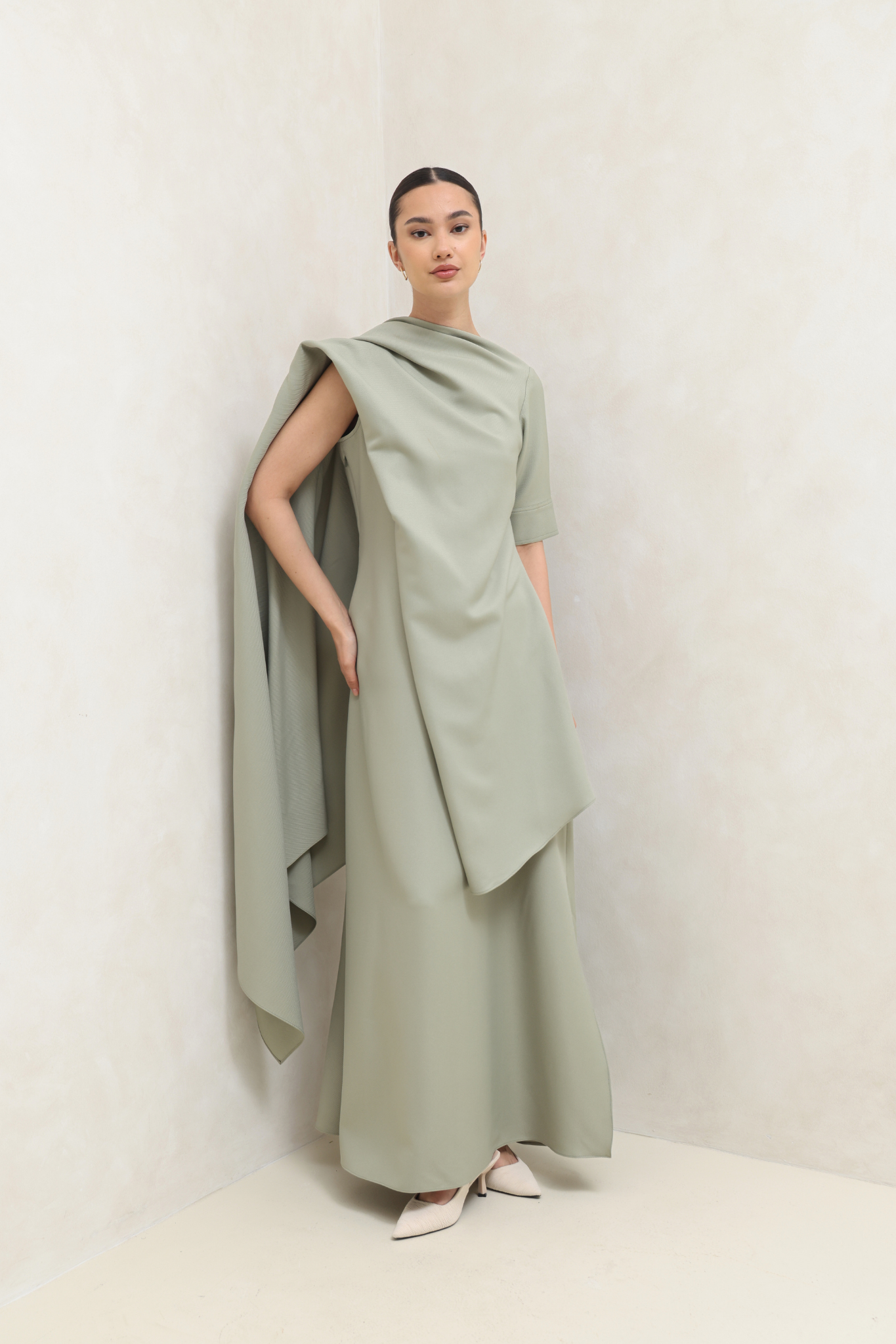 Dune Drape Gown - Sage