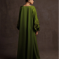 Floral Cut Out Broderie Dress - Green