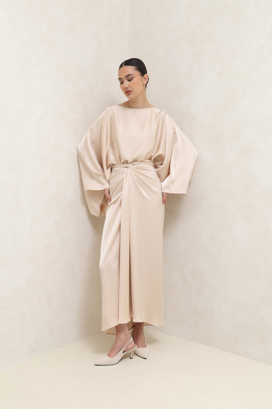 Pearl Wrap Cape dress