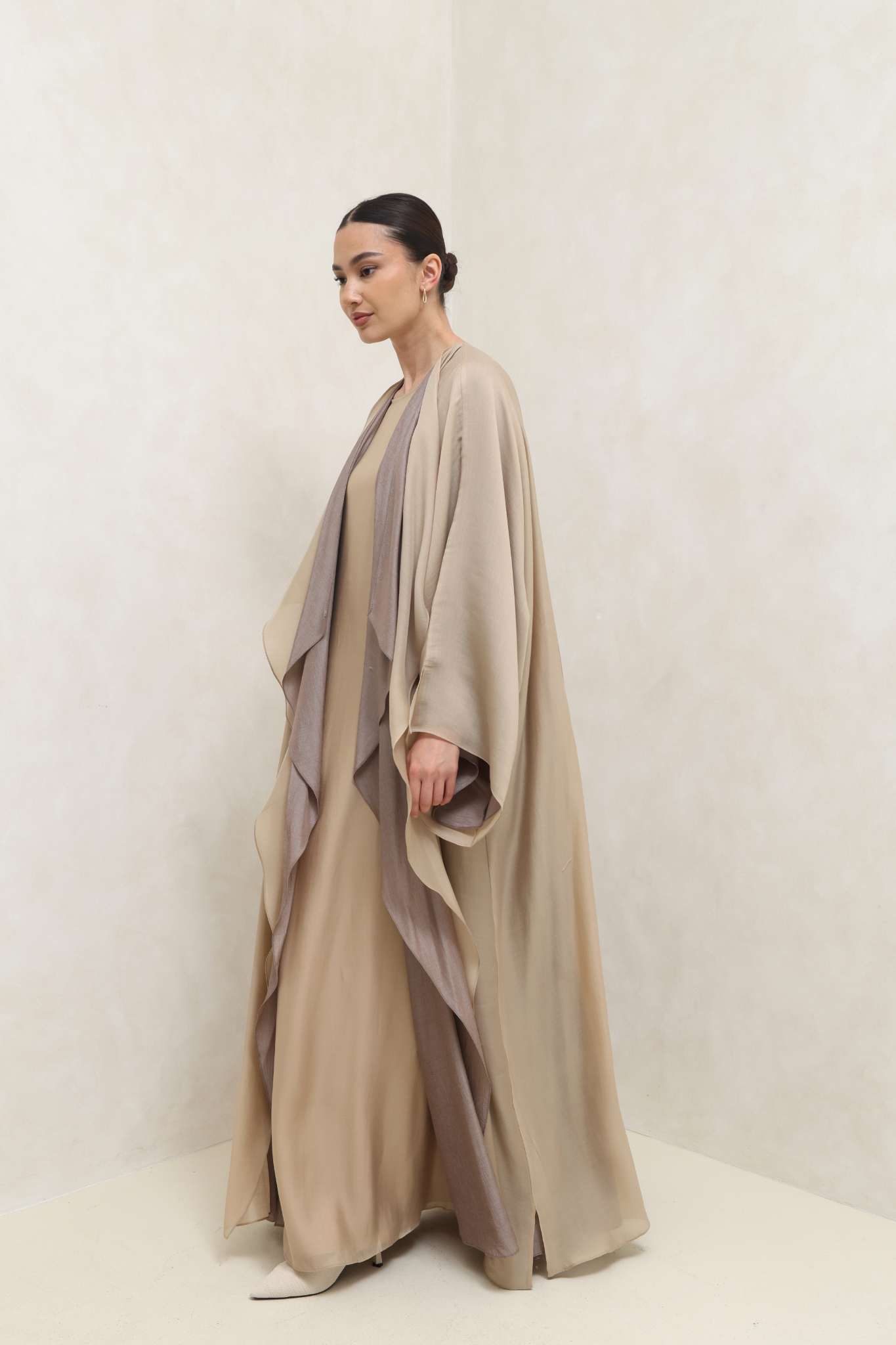 Desert Drape Layered abaya - Sand