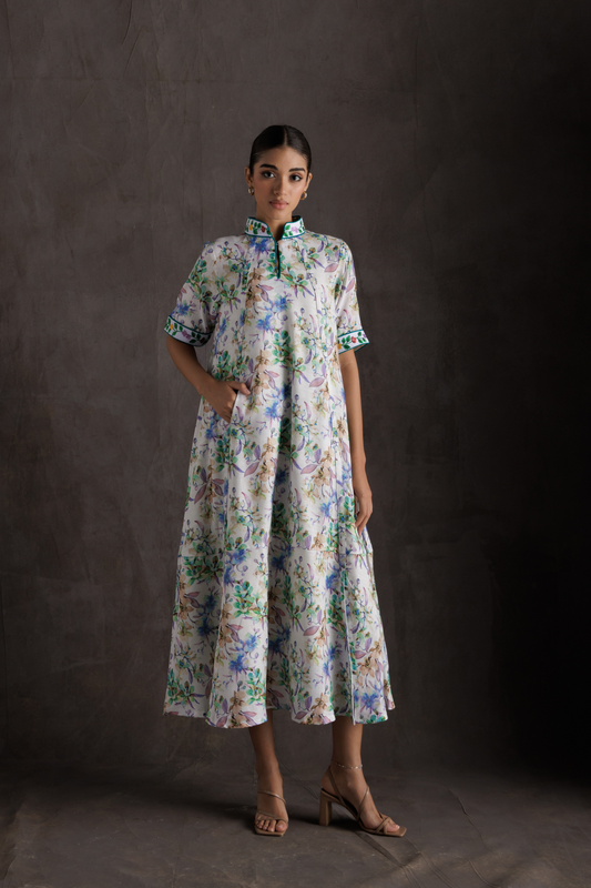 Blossom Collar Midi Dress