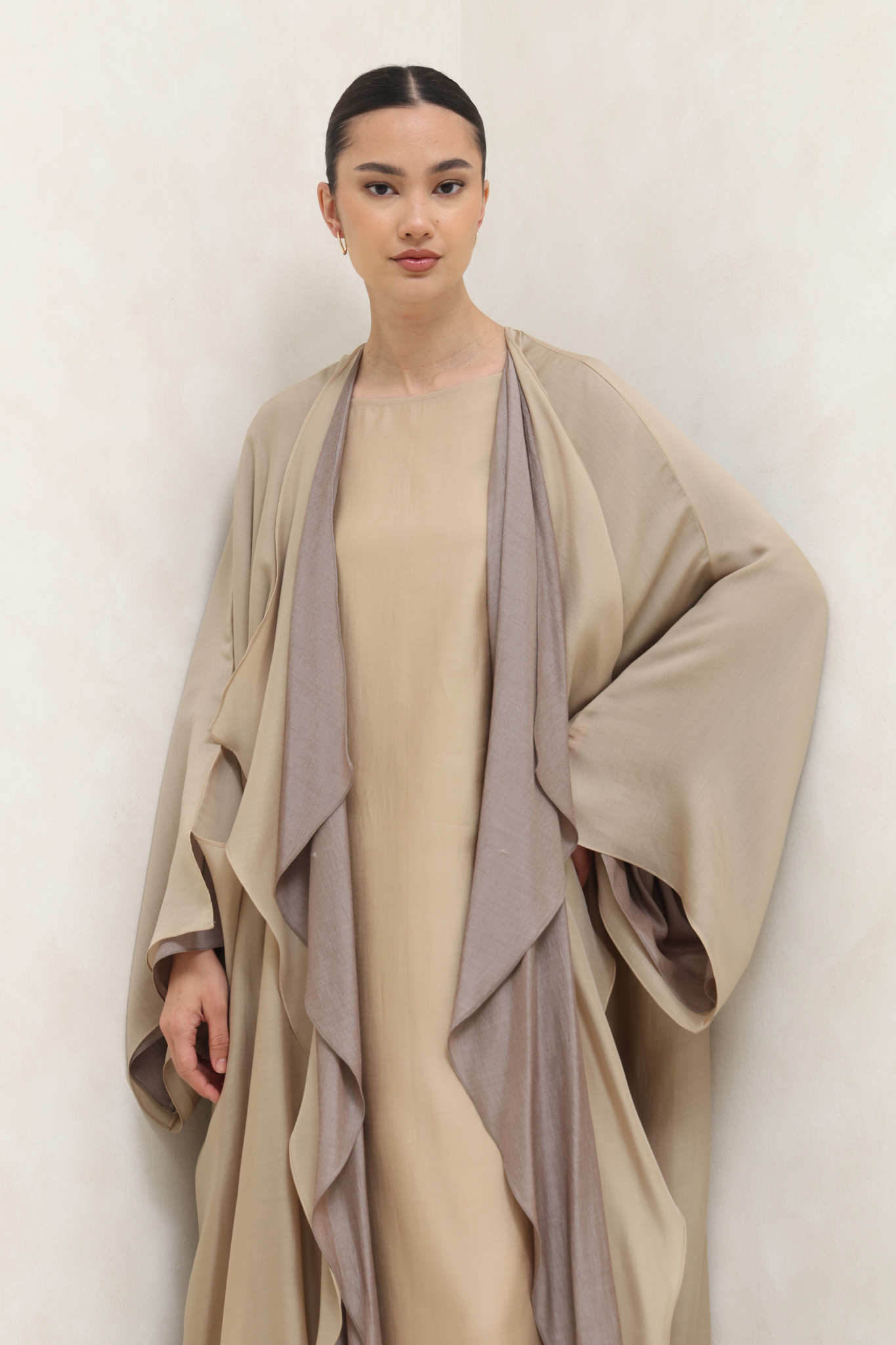 Desert Drape Layered abaya - Sand