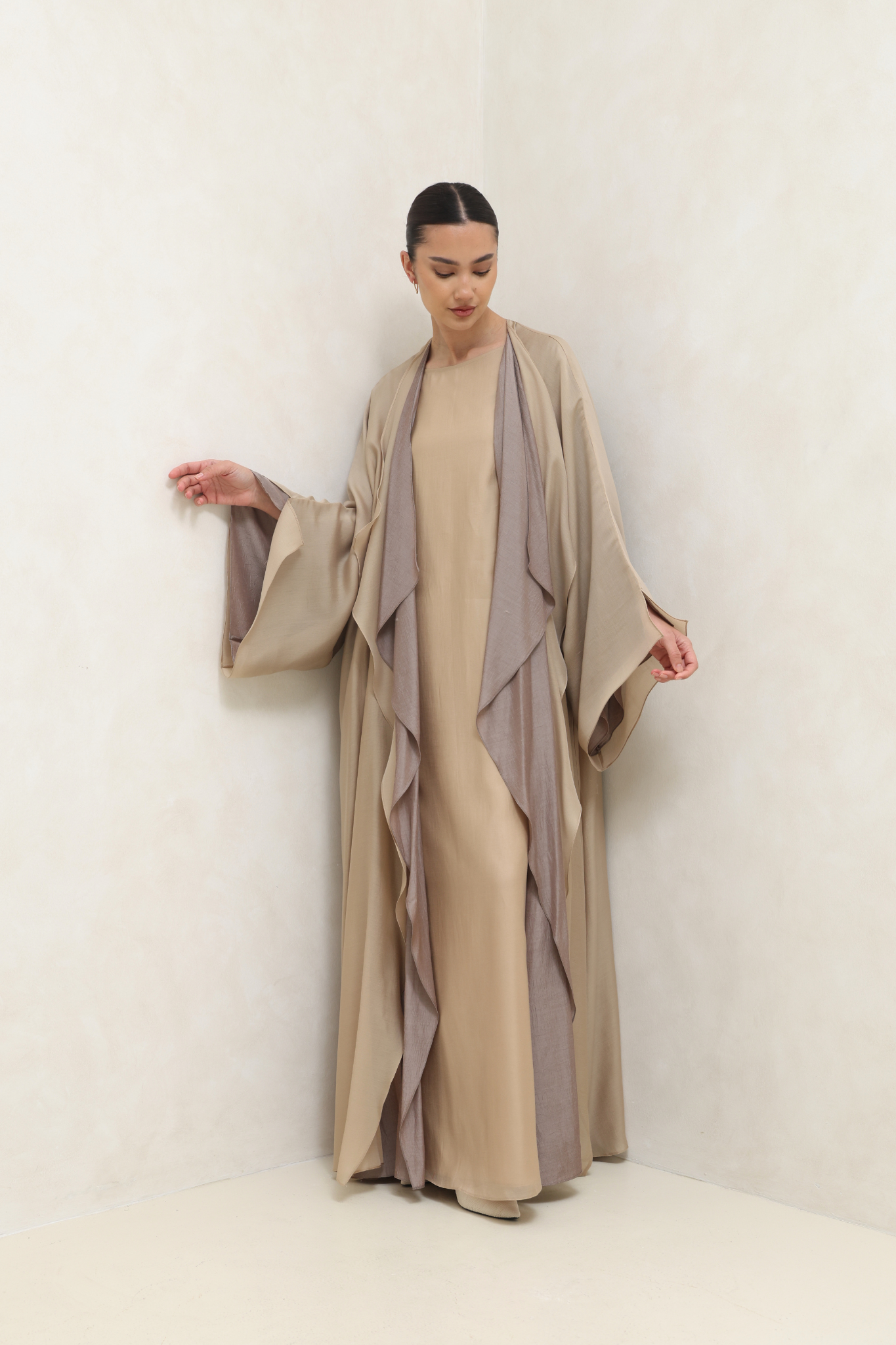 Desert Drape Layered abaya - Sand