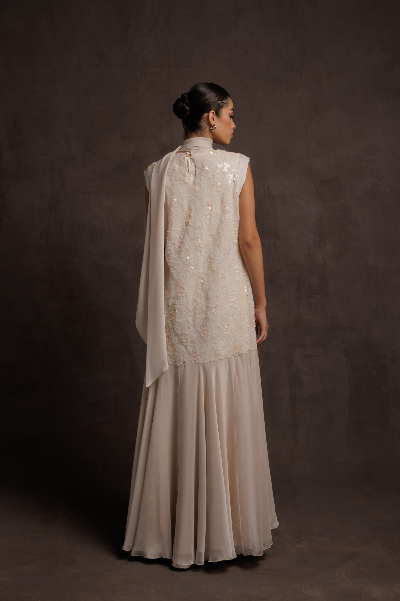 Pearl Veil Scarf Gown