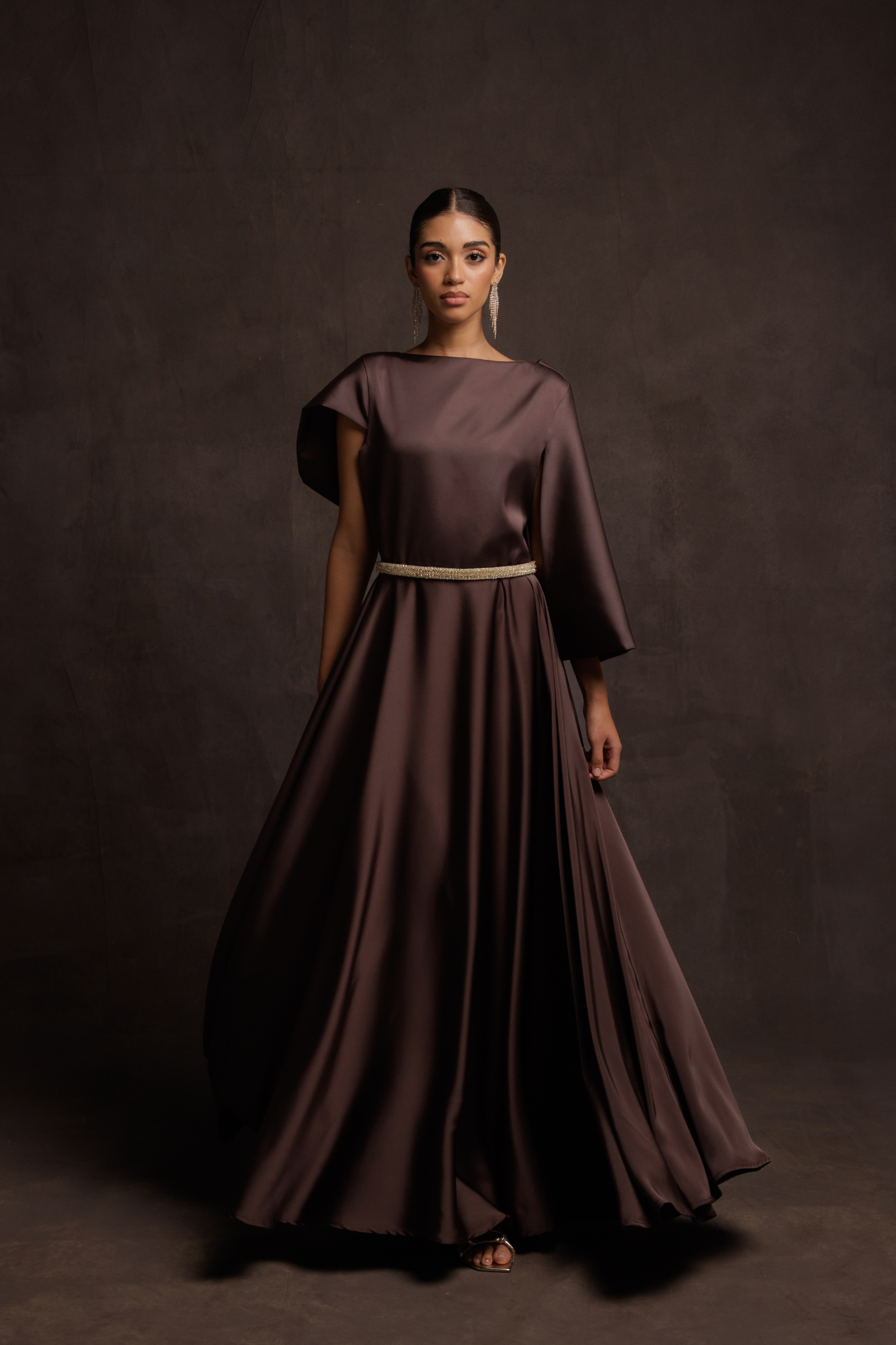 Brown Midnight Draped Dress