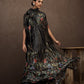 Black Floral threaded cape