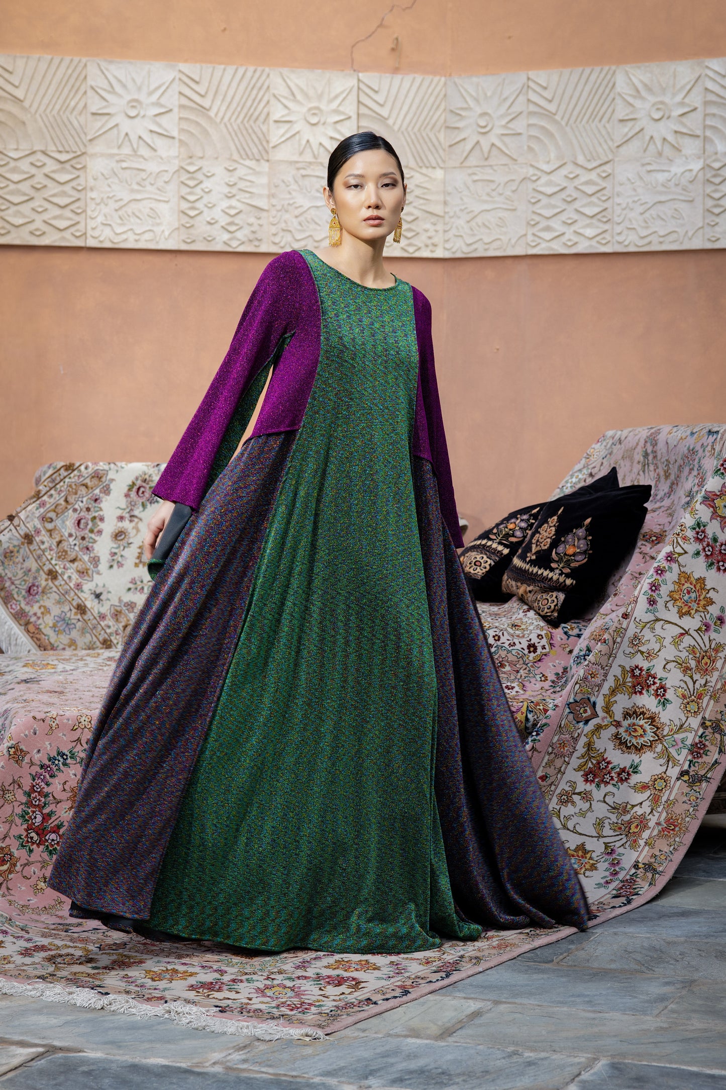 Color Block Cut-Out Flowy Dress