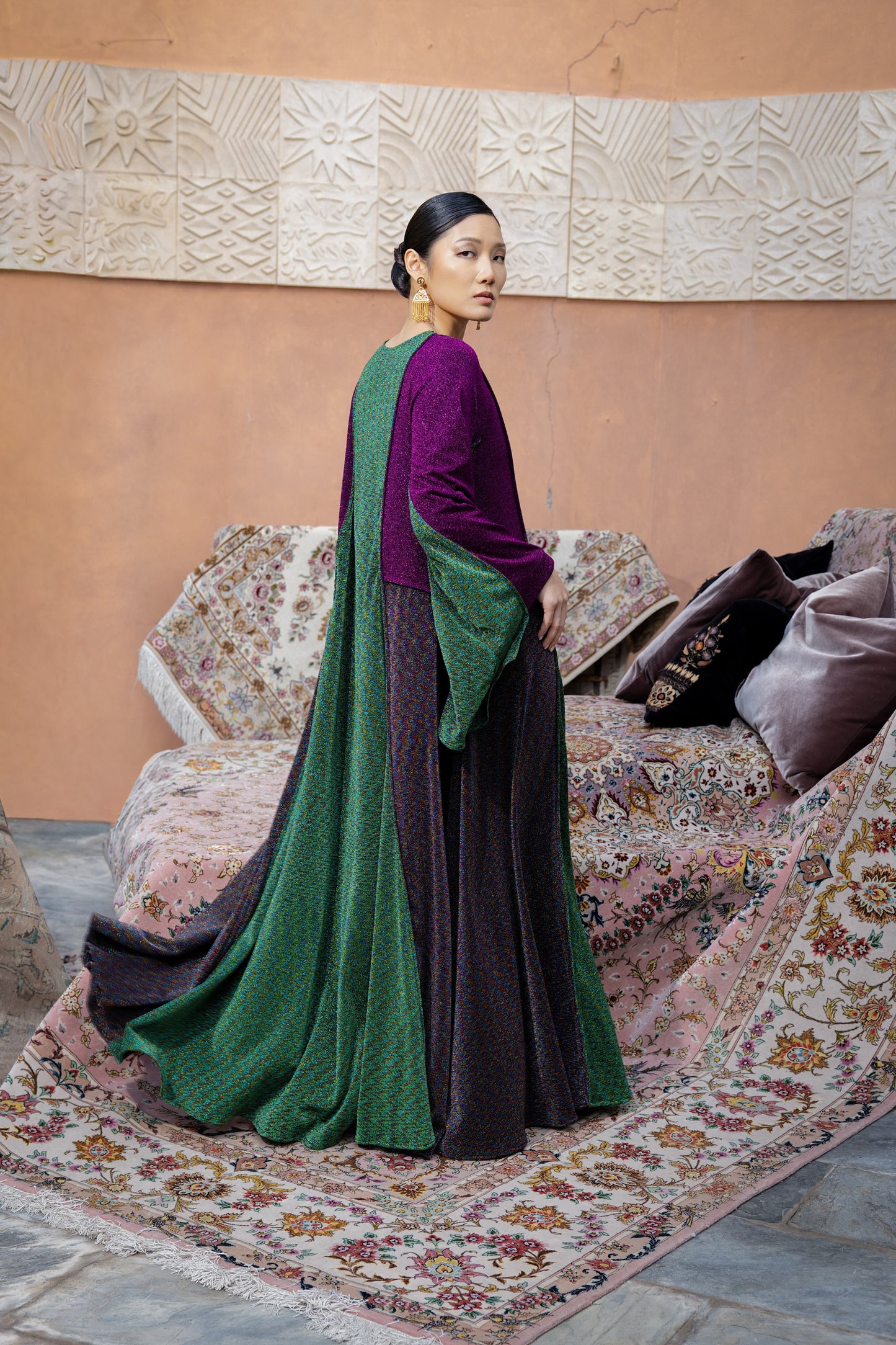 Color Block Cut-Out Flowy Dress