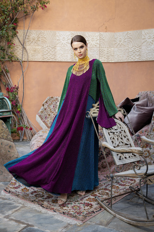 Color Block Cut-Out Flowy Dress