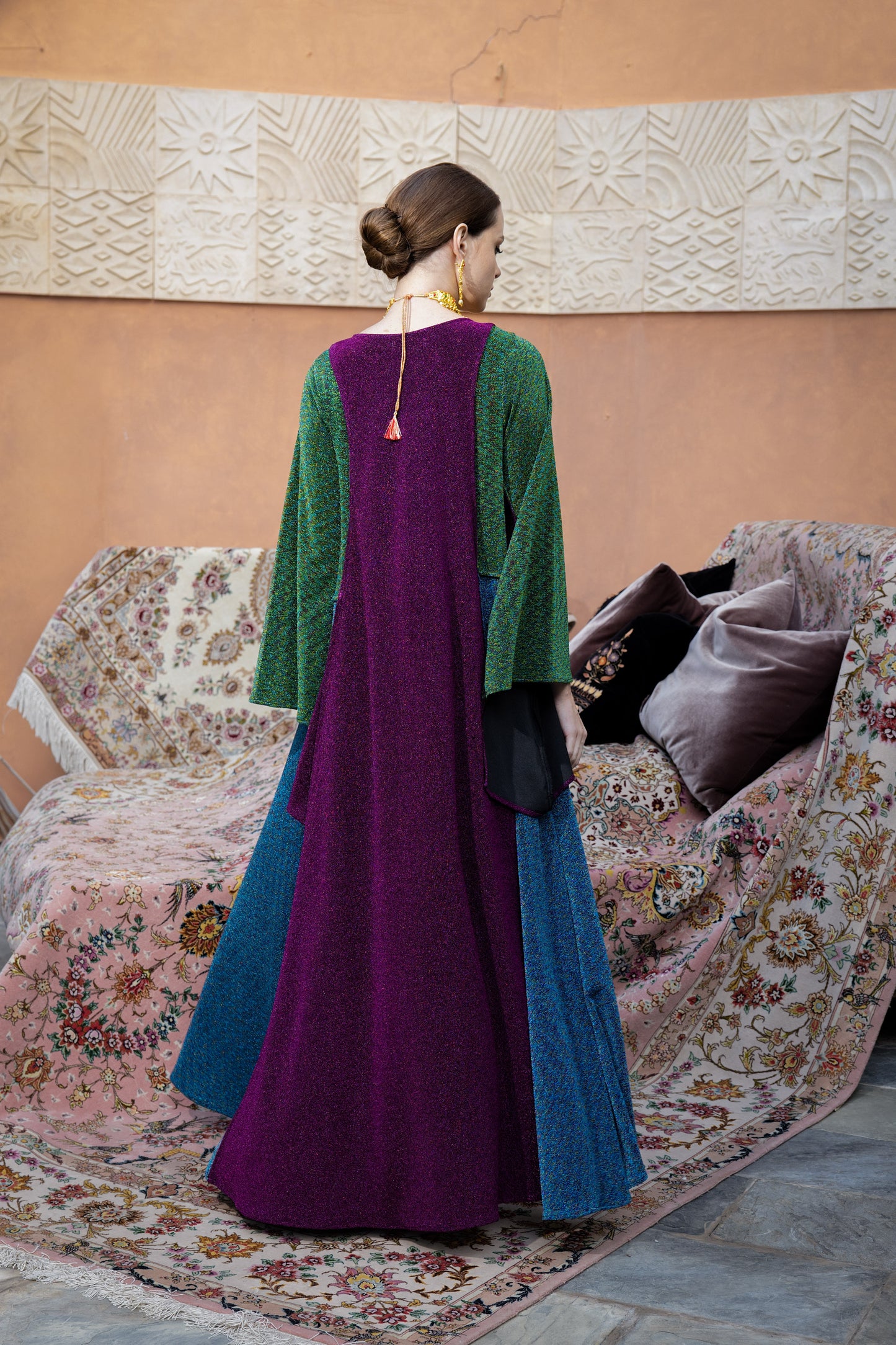 Color Block Cut-Out Flowy Dress