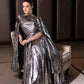 Silver Embellished Cape Gown