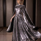 Silver Embellished Cape Gown