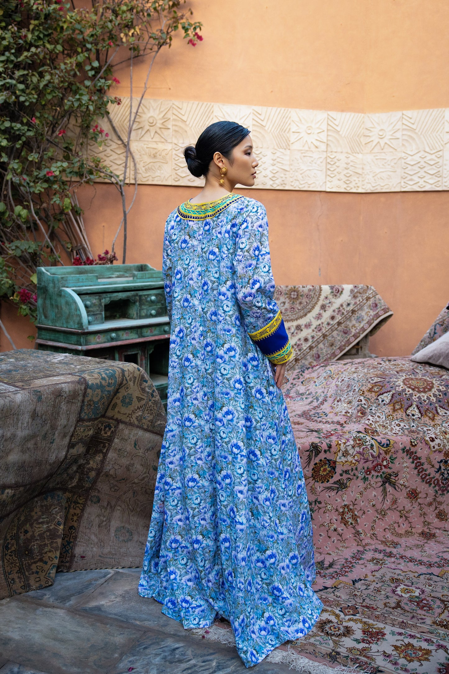 Bakhiya Contrast Jalabiya - Blue