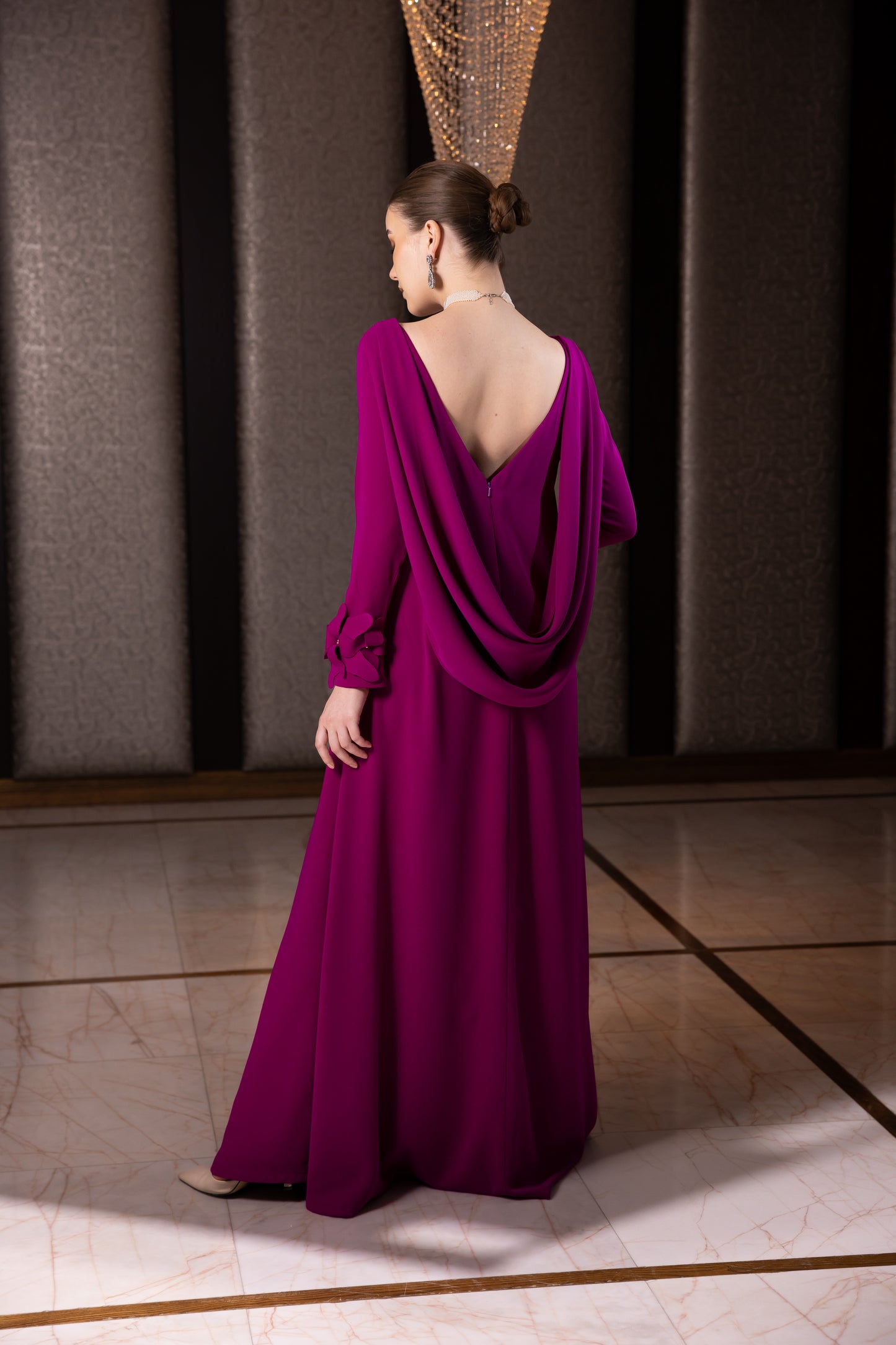 Draped Open Back Dress