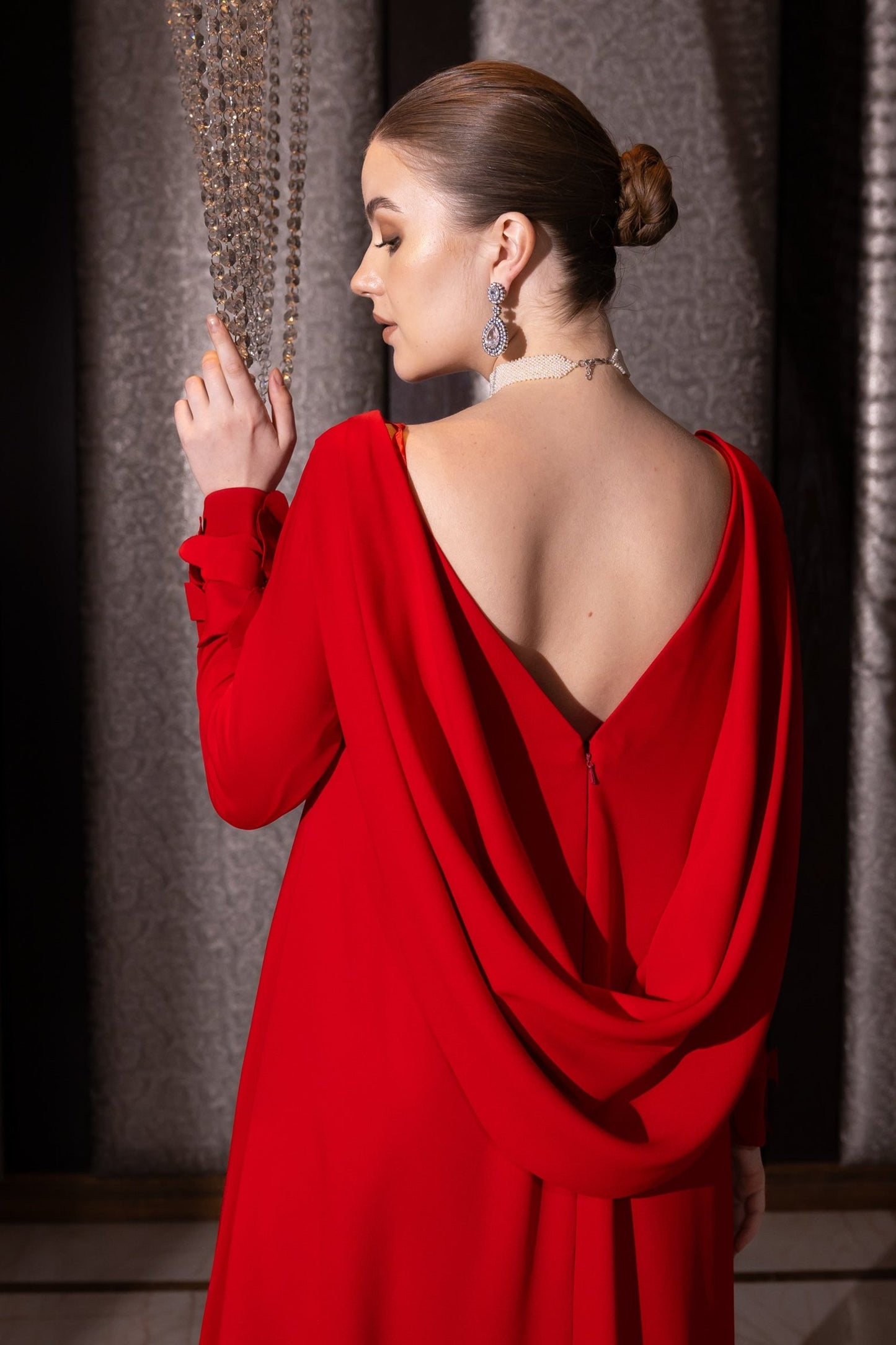 Draped Open Back Dress