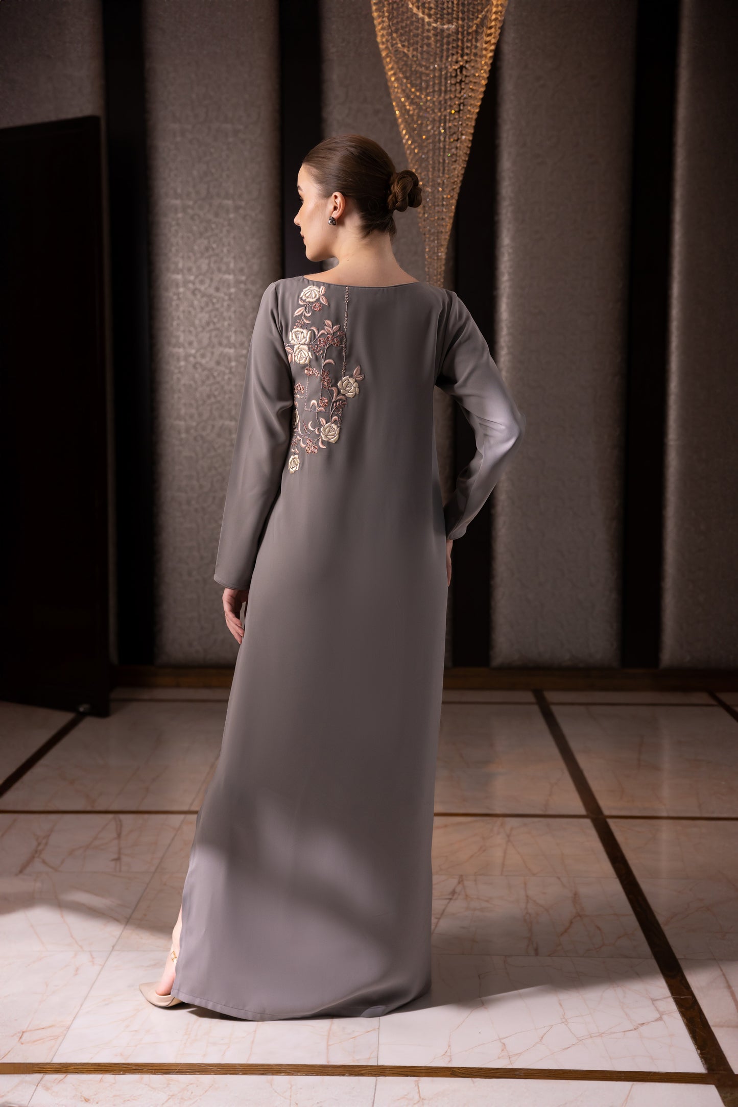 Glimmer soft Floral Embroidered Jalabiya