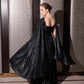 Black Embellished Cape Gown