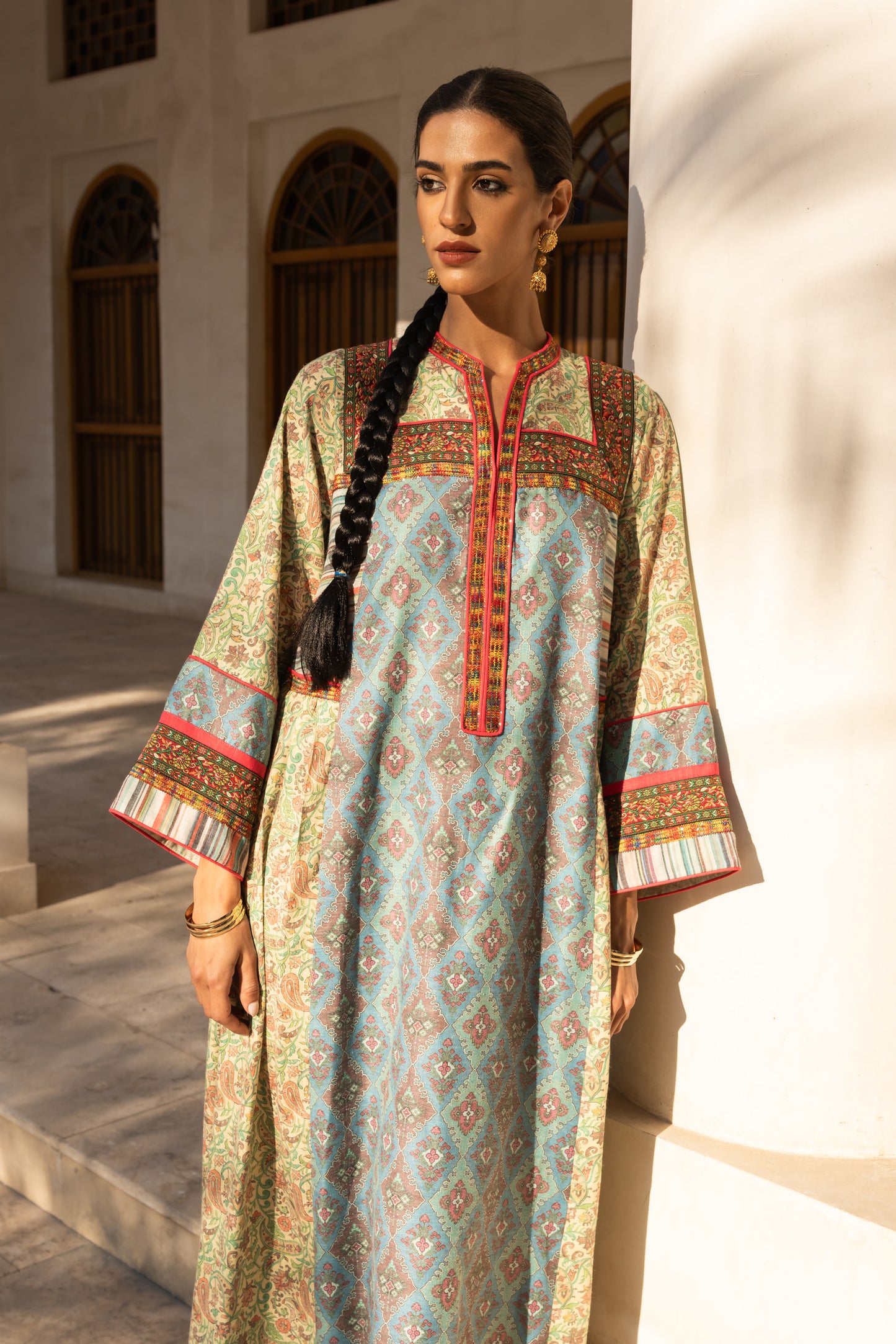 Multicolor Brocade Lace Jalabiya