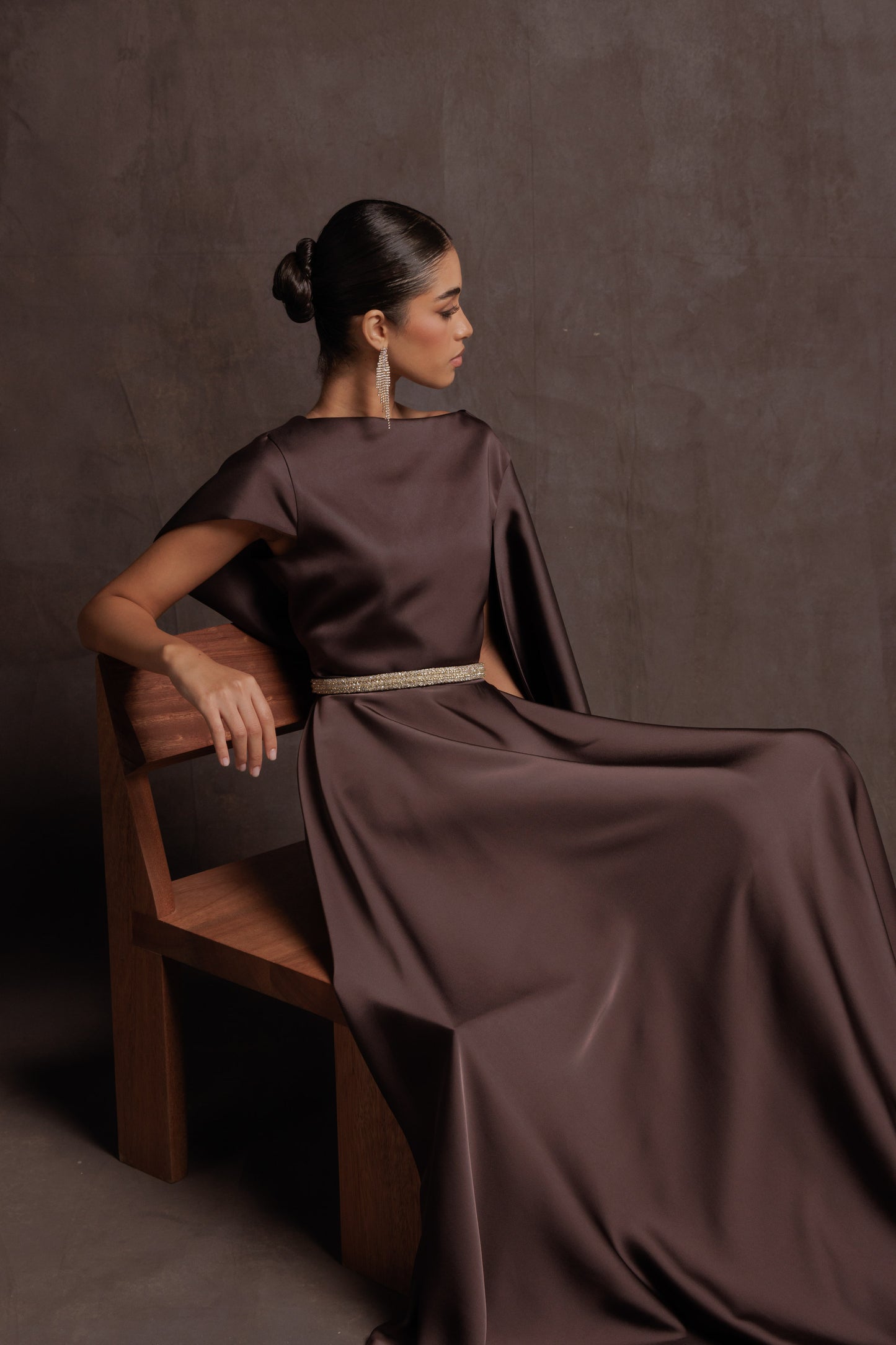 Brown Midnight Draped Dress