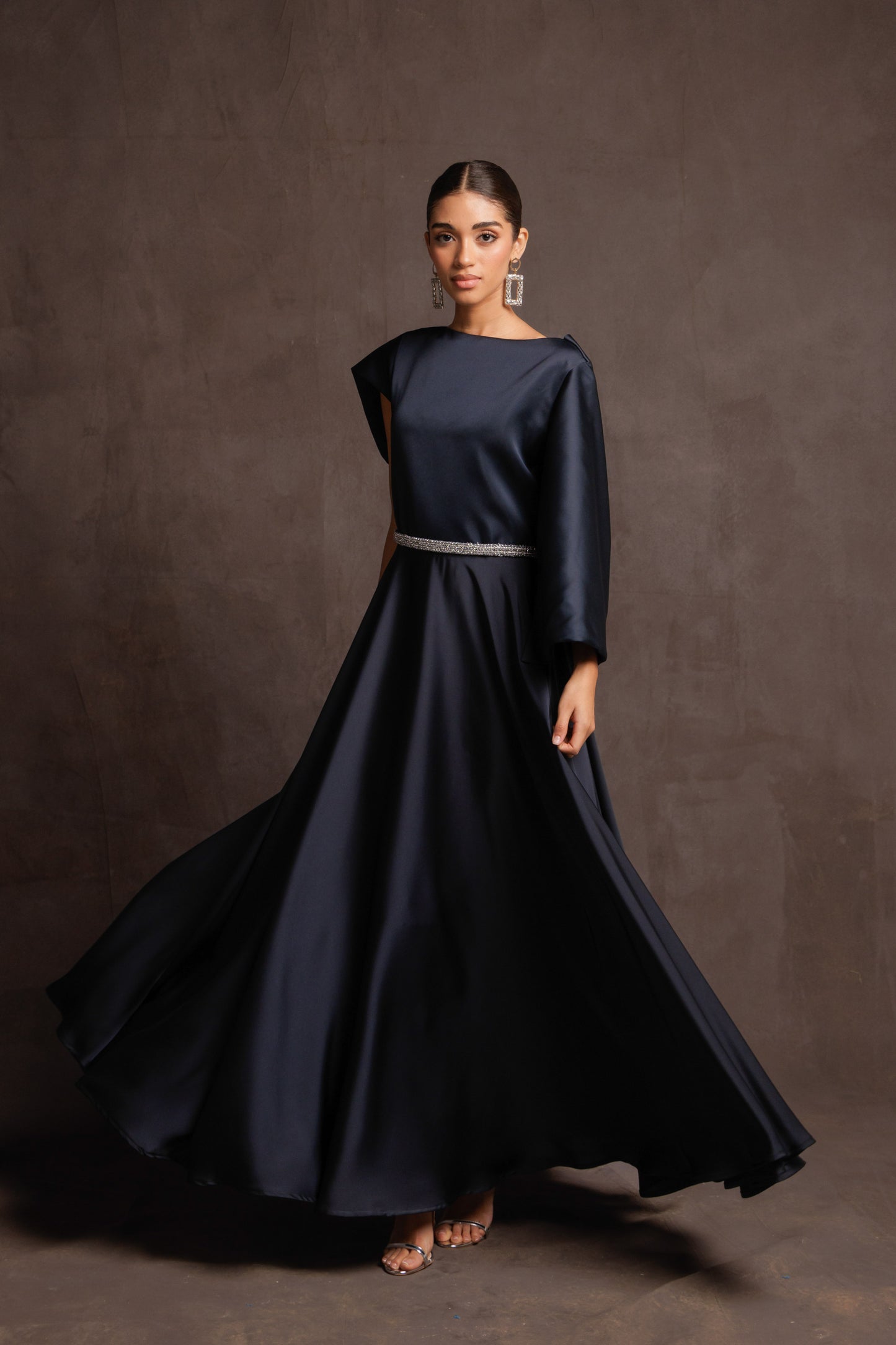 Navy Midnight Draped Dress