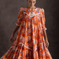 Puff sleeve Floral Dress - Orange