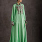 Buttoned Floral Embroidered Jalabiya - Green