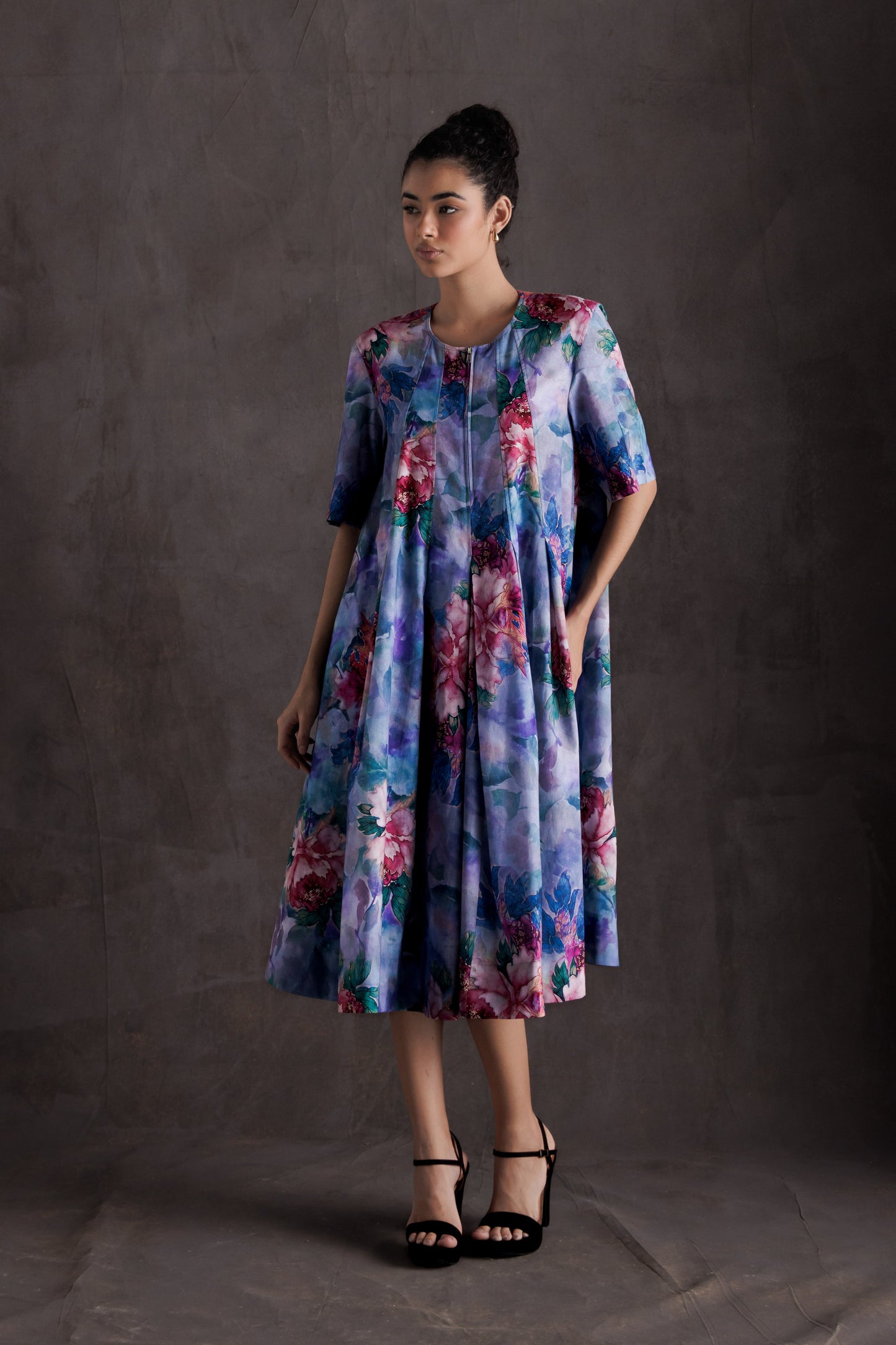 Floral Breeze Pleated Midi Dress
