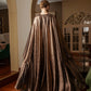 Cape Metallic Chiffon Gown