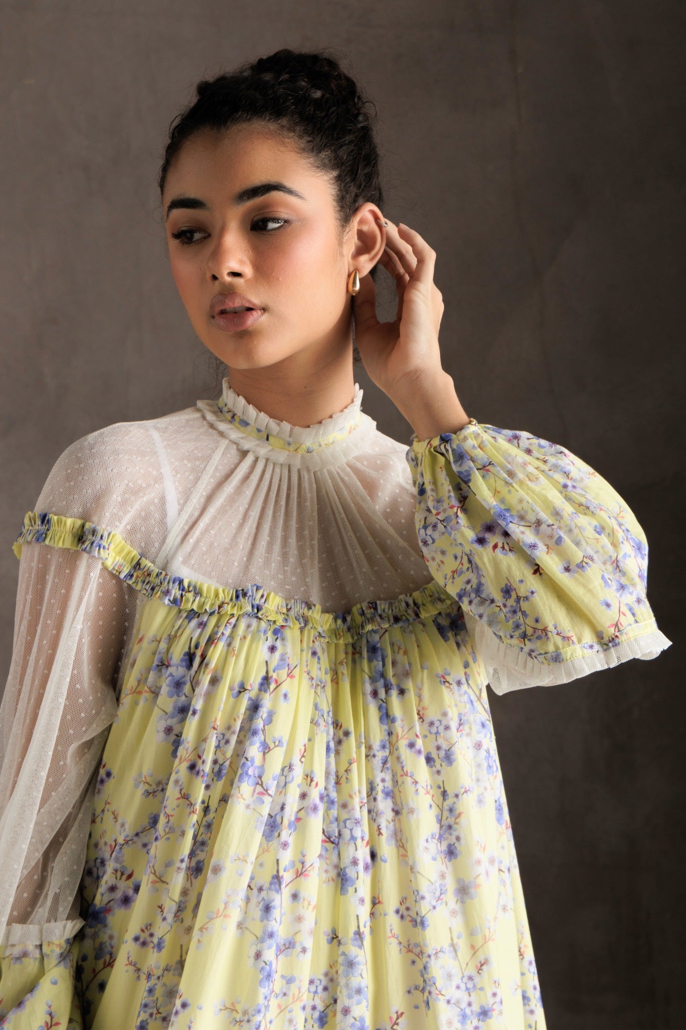 Floral Lace Neck Dress