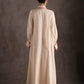 Buttoned Floral Embroidered Jalabiya - Peach
