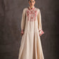 Buttoned Floral Embroidered Jalabiya - Peach