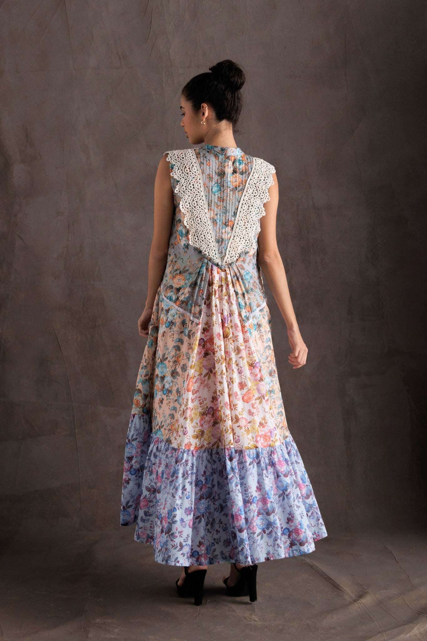 V Laced Floral Dress