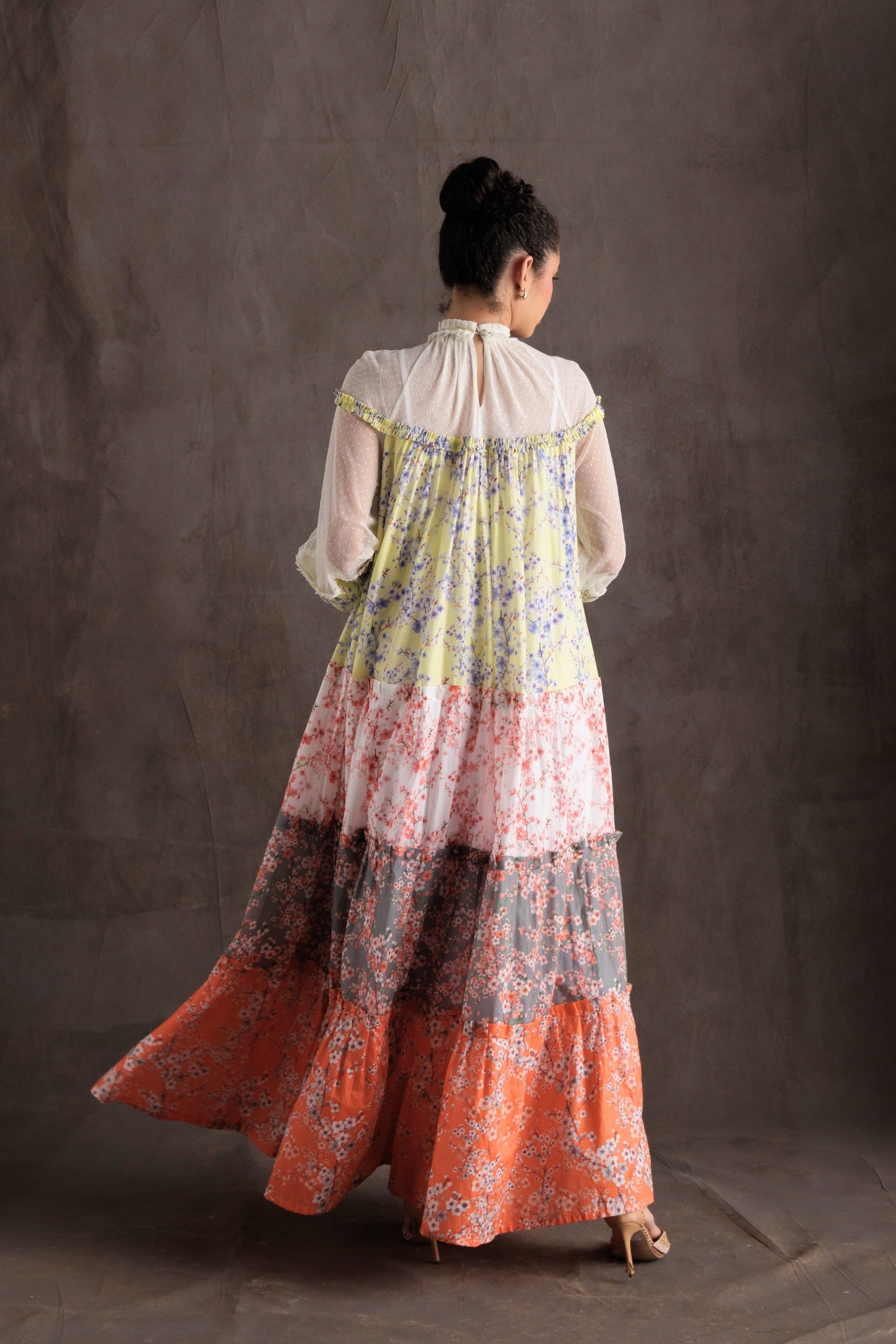 Floral Lace Neck Dress