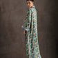 Tropical Print Embroidered Jalabiya - Turquoise