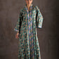 Tropical Print Embroidered Jalabiya - Turquoise